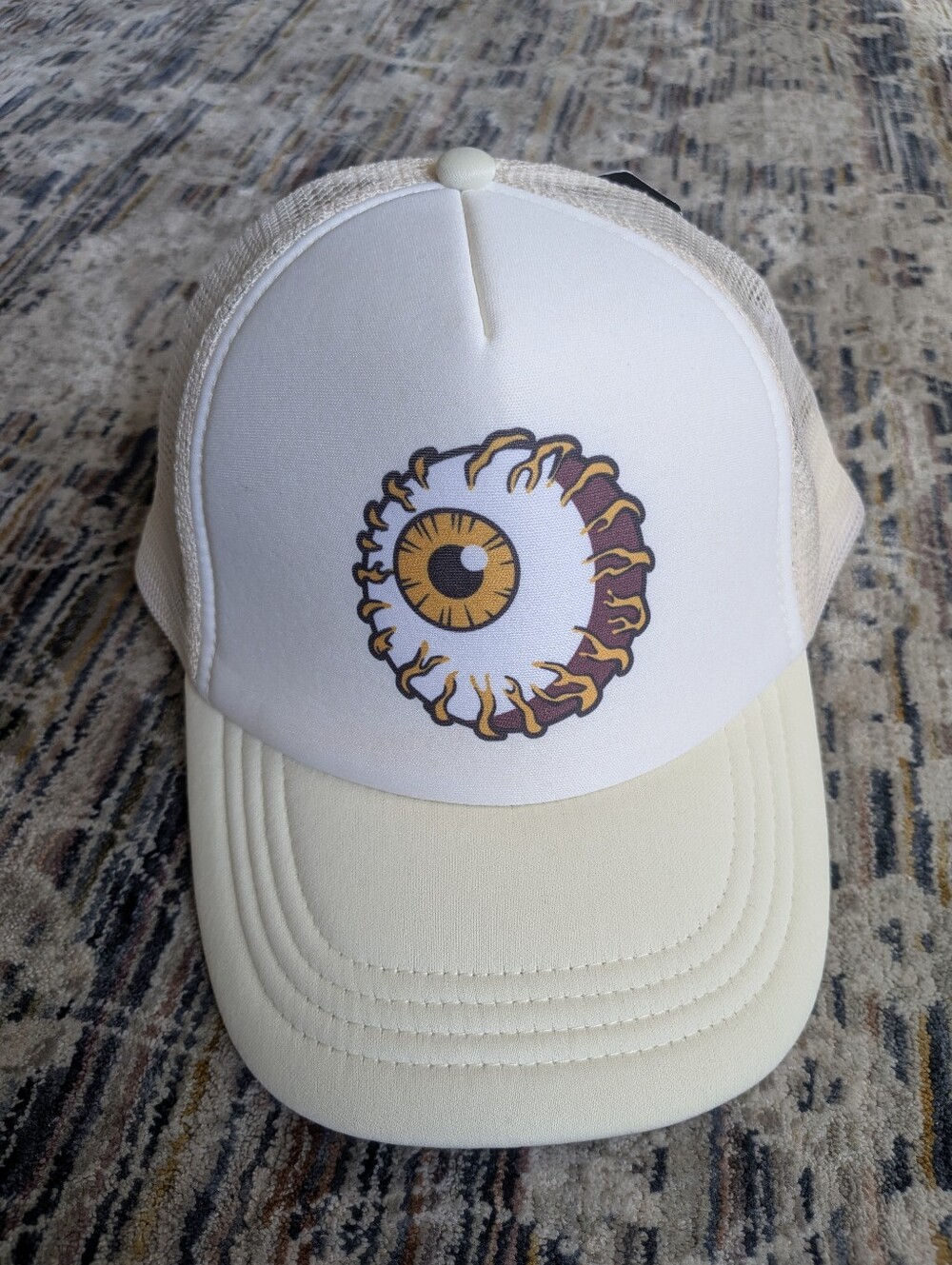 Mishka Keep Watch Eyeball Trucker Hat Khaki White Mesh Snapback NWT